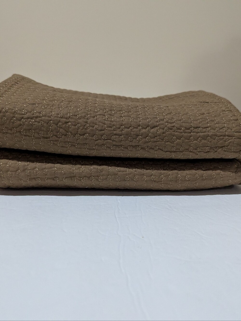 2 JCPenney Quilted Taupe European Pillow Cover. Taupe, 18" X 18" Tie Closure.